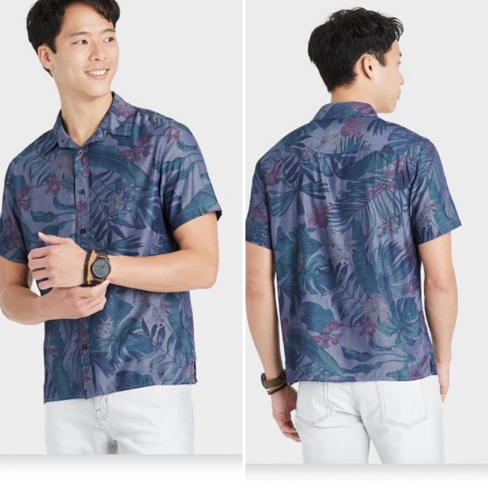 GOODFELLOW Tropical Chambray Rayon Northrop Shirt-XL